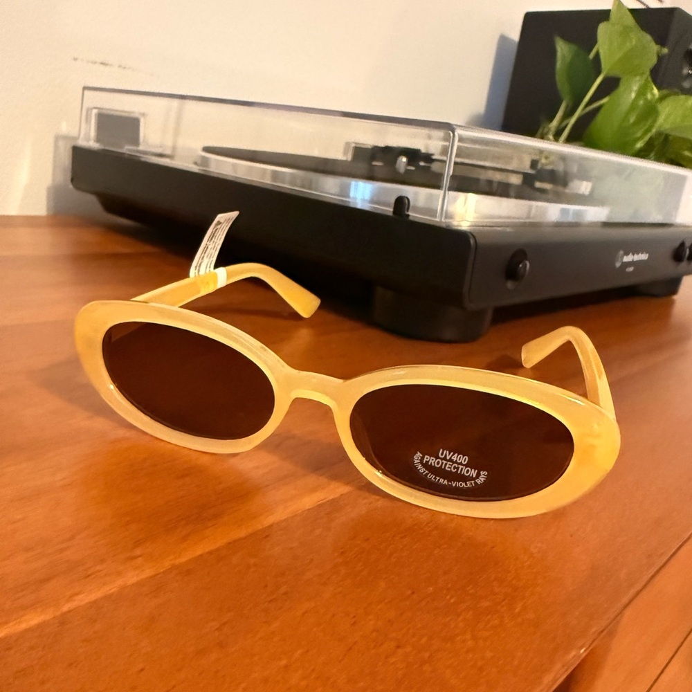 Anthropologie Eyeking New Yellow Oval Sunglasses
